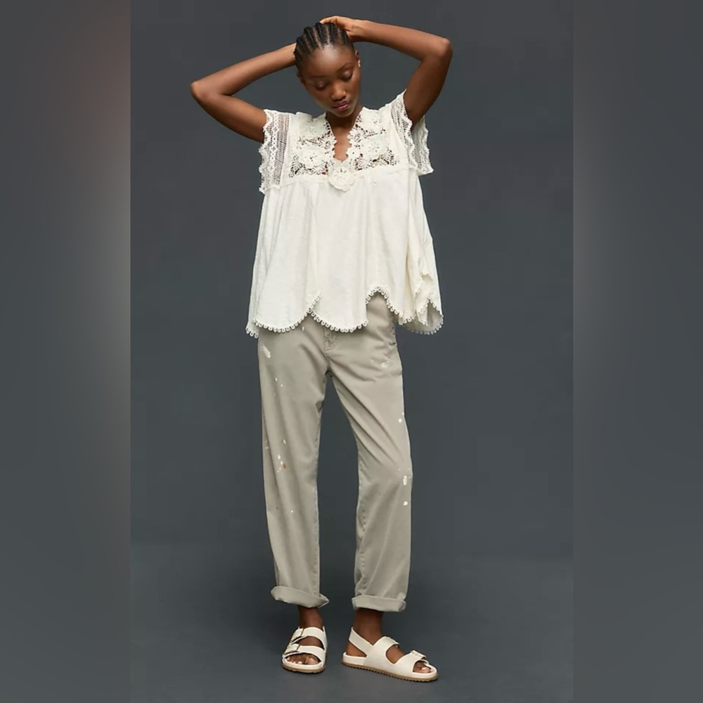 Anthropologie V-Neck Lace‎ Swing Top